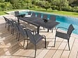 HESPERIDE - Table extensible rectangulaire en verre Piazza 6/10 places Gris anthracite - Hespéride - vignette