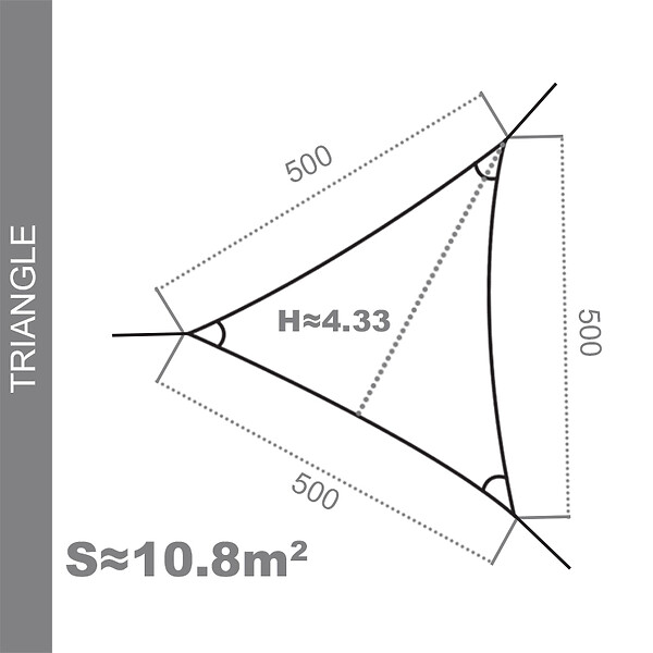 COTE STORE - Voile d'ombrage 5 x 5 x 5 m imperméable 220g/m² Haute densité - Tissu déperlant - Taupe cendré - large