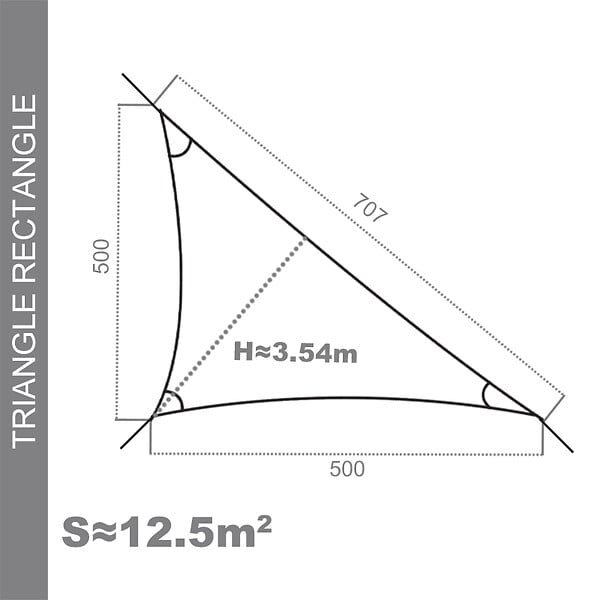 COTE STORE - Voile d'ombrage 5 x 5 x 7,07 m imperméable 220g/m² Haute densité - Tissu déperlant - Terracotta épicé - large