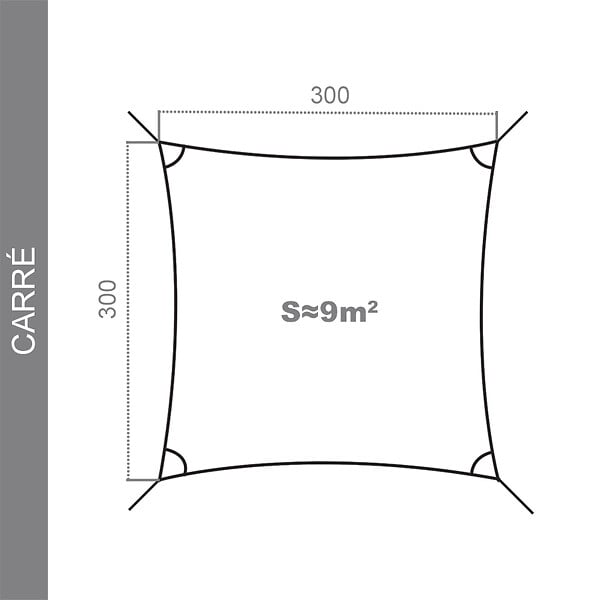 COTE STORE - Voile d'ombrage 3 x 3 m imperméable 220g/m² Haute densité - Tissu déperlant - Taupe cendré - large