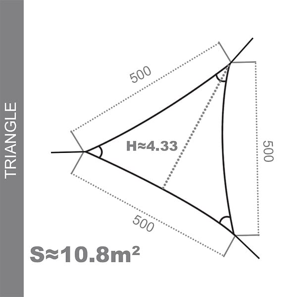 COTE STORE - Voile d'ombrage 5 x 5 x 5 m imperméable 220g/m² Haute densité - Tissu déperlant - Beige crème - large