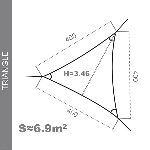 COTE STORE - Voile d'ombrage 4 x 4 x 4 m imperméable 220g/m² Haute densité - Tissu déperlant - Gris ardoise - large
