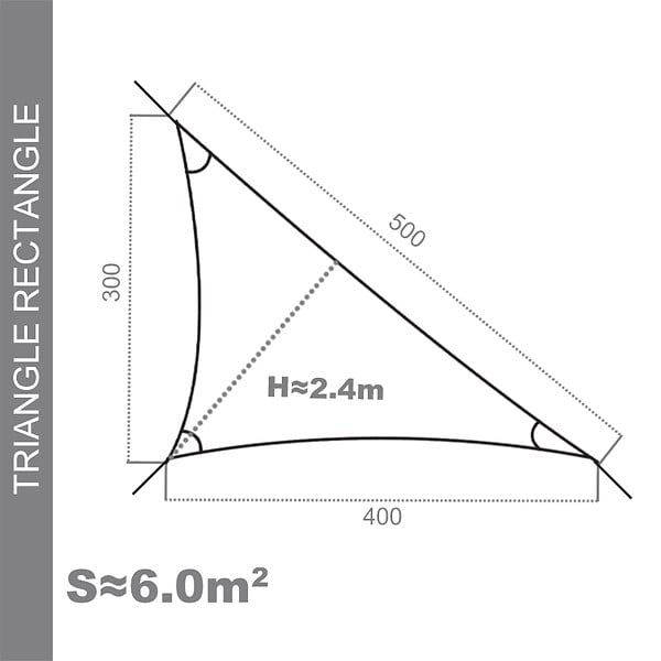 COTE STORE - Voile d'ombrage 3 x 4 x 5 m imperméable 220g/m² Haute densité - Tissu déperlant - Gris ardoise - large