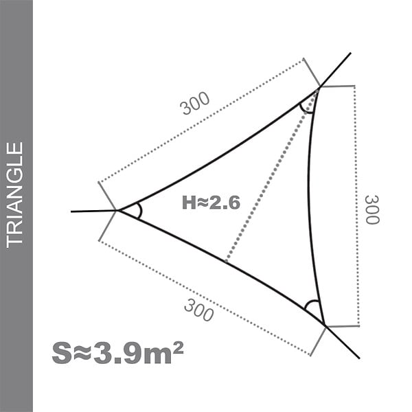 COTE STORE - Voile d'ombrage 3 x 3 x 3 m imperméable 220g/m² Haute densité - Tissu déperlant - Taupe cendré - large