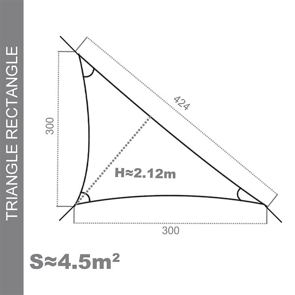 COTE STORE - Voile d'ombrage 3 x 3 x 4,24 m imperméable 220g/m² Haute densité - Tissu déperlant - Taupe cendré - large