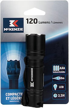 MC KENZIE - Lampe torche LED - Aluminium - Noir - 120Lm - large