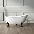 ROGIER & MOTHES - Baignoire sur pieds rétro BALMAIN Blanche 161 cm Pieds de Lion Noirs - vignette