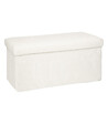 ATMOSPHERA - Pouf et Coffre de rangement en bois et Fourrure Blanche 76 x 38 cm - vignette