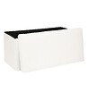 ATMOSPHERA - Pouf et Coffre de rangement en bois et Fourrure Blanche 76 x 38 cm - vignette
