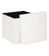 ATMOSPHERA - Pouf et Coffre de rangement en bois et Fourrure Blanche 38 x 38 cm - vignette