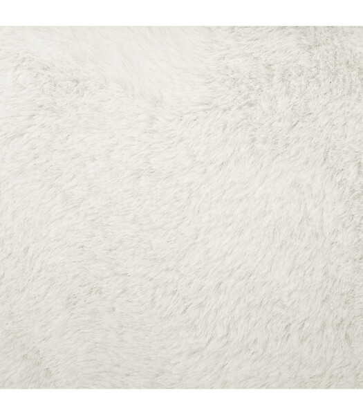 ATMOSPHERA - Pouf et Coffre de rangement en bois et Fourrure Blanche 38 x 38 cm - large