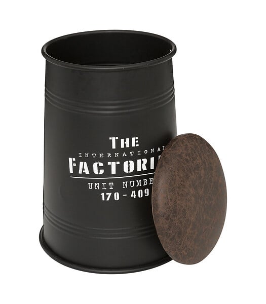 ATMOSPHERA - Pouf Bidon avec Coffre de rangement en Métal Noir style industriel - large