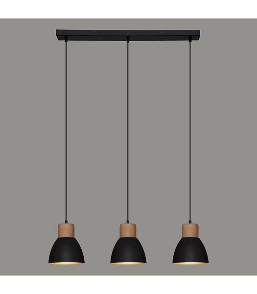 ATMOSPHERA - Luminaire Suspension 3 Lampes en métal Noir H 100 cm - large
