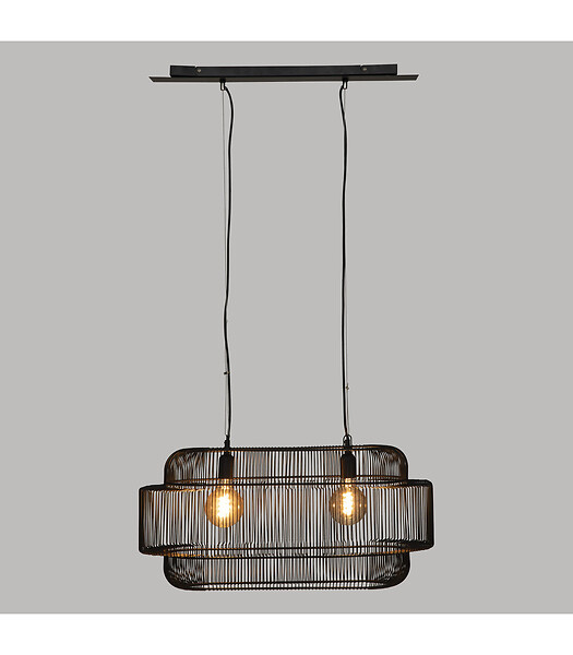 ATMOSPHERA - Luminaire Suspension en métal filaire noir L 33.5 x P 33 cm - large