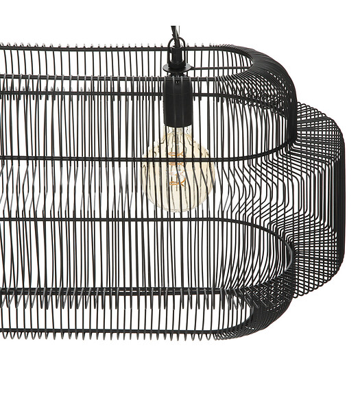 ATMOSPHERA - Luminaire Suspension en métal filaire noir L 33.5 x P 33 cm - large