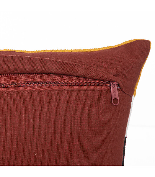 ATMOSPHERA - Coussin décoratif déhoussable en coton motifs brodés Multicolore 30 x 50 cm - large