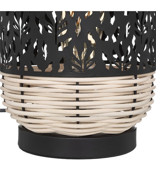 ATMOSPHERA - Lampe à poser en Rotin et métal Noir H 30 cm - large