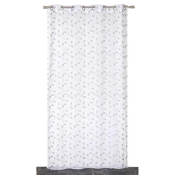 DYLREV - Voilage étamine brodée polyester - Gris - L.240xl.140cm - large