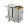 EMUCA - Poubelle de recyclage pour montage inférieur et extraction automatique dans l'élément de cuisine 2x14litres, Plastique gris - vignette