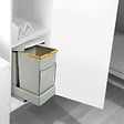 EMUCA - Poubelle de recyclage pour montage inférieur et extraction automatique dans l'élément de cuisine 2x14litres, Plastique gris - vignette