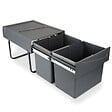 EMUCA - Bac de tri sélectif a montage inférieur et extraction manuelle pour élément de cuisine Recycle, 2x15litres, Plastique Gris antracite - vignette