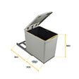 EMUCA - Bac de tri sélectif pour fixation inférieure et extraction manuelle dans module de cuisine 1 x 16 litres et couvercle automatique, Plastique, Gris - vignette