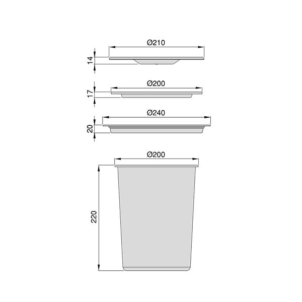 EMUCA - Bac à déchets encastrable pour plan de travail Recycle, 1 bac amovible 5 litres, Acier inoxydable et Plastique - large
