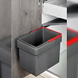 EMUCA - Bac de tri sélectif pour montage sur porte de meuble Recycle, 1 bac extractible de 15 litres, Plastique gris anthracite - vignette
