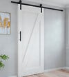EMUCA - Kit de quincaillerie pour porte coulissante suspendue en bois de Barn, Sans fermeture souple, panneaux non inclus, Acier et Plastique, Peint en noir - vignette