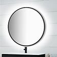 EMUCA - Miroir Zeus avec éclairage décoratif à LED et cadre noir, diamètre 80 cm, AC 230V 50Hz, 12 W, Aluminium et Verre - vignette