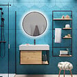 EMUCA - Miroir Zeus avec éclairage décoratif à LED et cadre noir, diamètre 80 cm, AC 230V 50Hz, 12 W, Aluminium et Verre - vignette