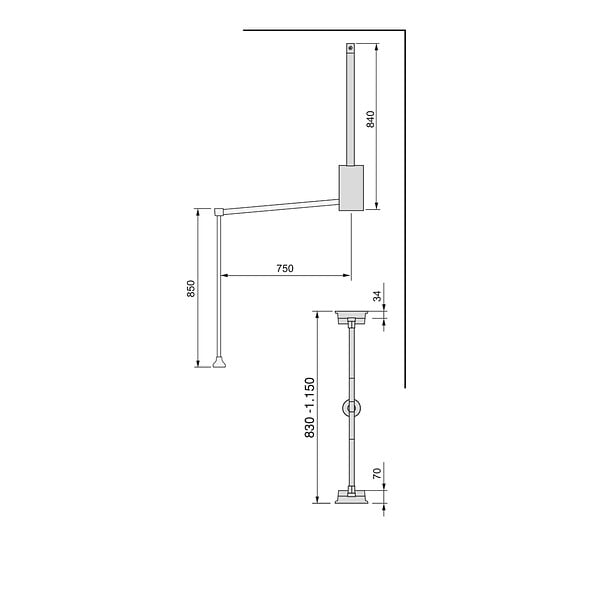 EMUCA - Penderie rabattable pour armoire Hang, 830 - 1150, Chromé, Acier et Plastique. - large