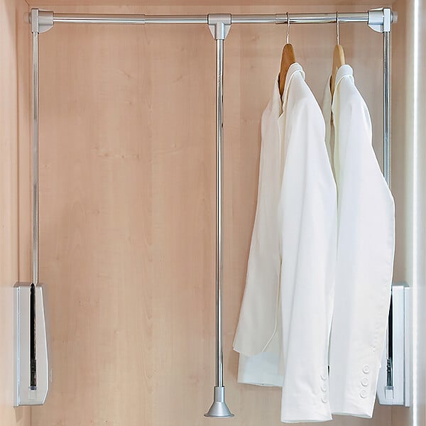 EMUCA - Penderie rabattable pour armoire Hang, 830 - 1150, Chromé, Acier et Plastique. - large