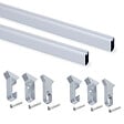 EMUCA - Lot de 2 x 1.15m Tringles de penderie en soie avec supports, Aluminium et Plastique, Anodisé mat - vignette