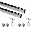 EMUCA - Lot de 2 rails ovales pour armoires 30x15mm longueur 1.15m avec supports, Acier et Zamak, Chromé - vignette