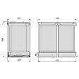 EMUCA - Bac à recyclage pour montage inférieur et extraction manuelle/automatique dans les éléments de cuisine, Inox 2x12 litres plastique et acier inoxydable. - vignette