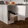 EMUCA - Bac à recyclage pour montage inférieur et extraction manuelle/automatique dans les éléments de cuisine, Inox 2x12 litres plastique et acier inoxydable. - vignette