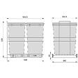 EMUCA - poubelle de recyclage pour montage inférieur et extraction manuelle pour meuble de cuisine Recycle 2x35litres, Plastique gris anthracite - vignette