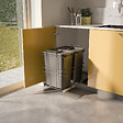 EMUCA - poubelle de recyclage pour montage inférieur et extraction manuelle pour meuble de cuisine Recycle 2x35litres, Plastique gris anthracite - vignette