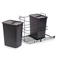 EMUCA - poubelle de recyclage pour montage inférieur et extraction manuelle pour meuble de cuisine Recycle 2x35litres, Plastique gris anthracite - vignette