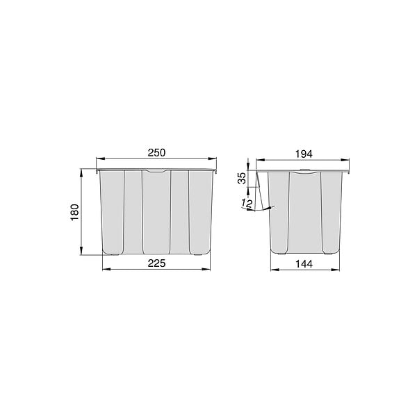 EMUCA - poubelle de recyclage pour suspendre la porte et collecter les déchets Recyclage, 1 x bac de 5 litres, avec couvercle, Plastique gris anthracite - large