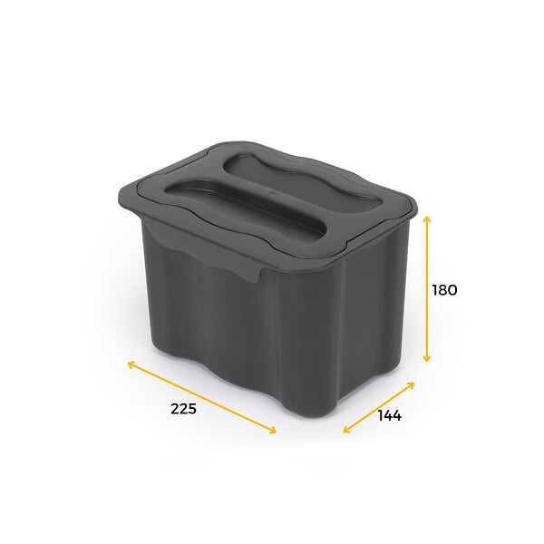 EMUCA - poubelle de recyclage pour suspendre la porte et collecter les déchets Recyclage, 1 x bac de 5 litres, avec couvercle, Plastique gris anthracite - large