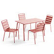 OVIALA - Ensemble table de jardin en métal et 4 chaises argile - Palavas - vignette