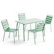 OVIALA - Ensemble table de jardin en métal et 4 chaises vert sauge - Palavas - vignette