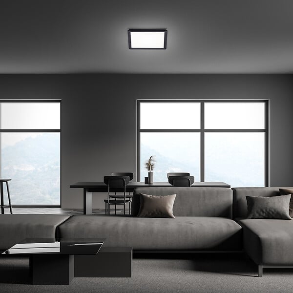 BRILONER - Panneau LED ultra plat - Noir - 12W - 1400lm - large