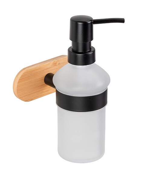 WENKO - Distributeur savon adhésif - Bambou verre - Noir - Turbo-Loc - large