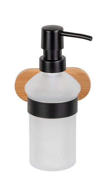WENKO - Distributeur savon adhésif - Bambou verre - Noir - Turbo-Loc - large