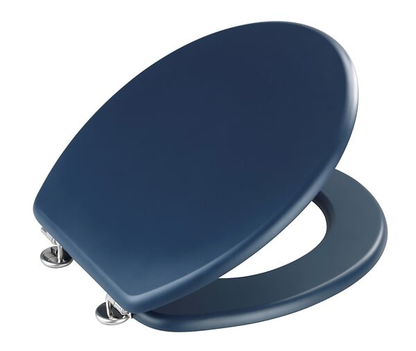 WENKO - Abattant WC MDF Prima - Bleu marine mat - Ovale - large
