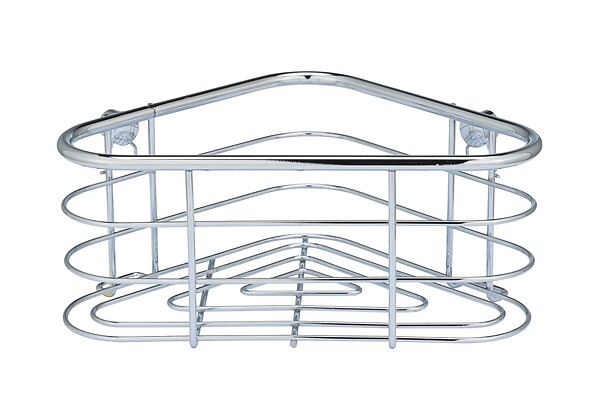 WENKO - Étagère d'angle Trestina - Inox chromé - Adhésif ou perçage - large