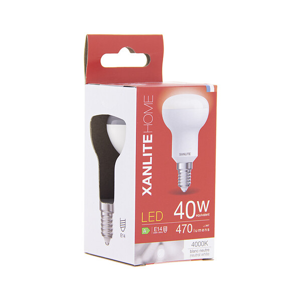 XANLITE - Ampoule SMD LED spot R50, culot E14, puissance 5,6W, équivalent 40W, flux 470 lm, lumière blanc neutre 4000 K, réflecteur, éclairage ciblé et d’appoint, usage intérieur - large